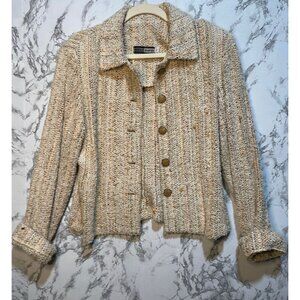 Vintage Susan Hayes Tweed Button-Up Jacket Size S Wool & Acrylic Blend Neutral S